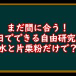 一日でできる自由研究　7　水の上を走れるかも？